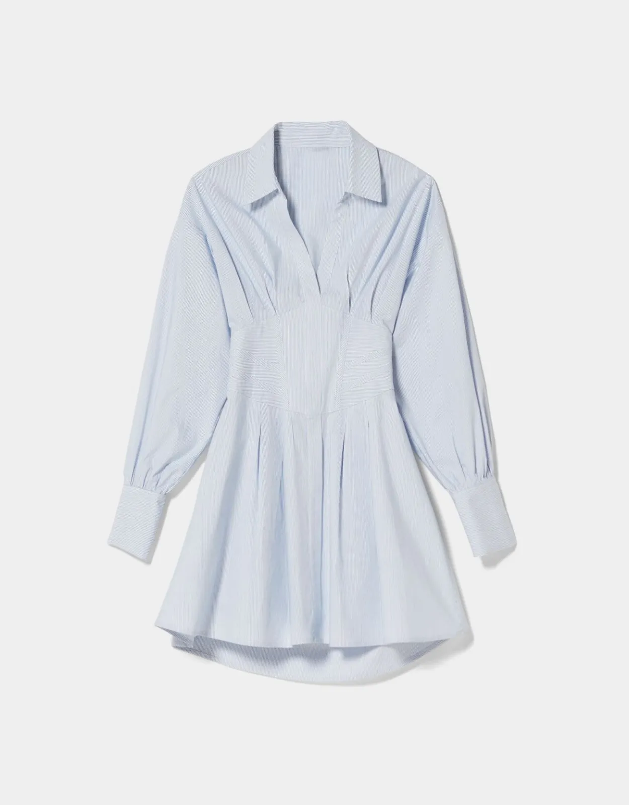 Minihemdkleid aus Popelin mit Corsage-Detail