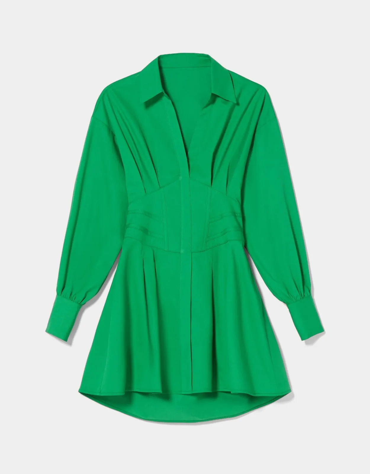 Minihemdkleid aus Popelin mit Corsage-Detail