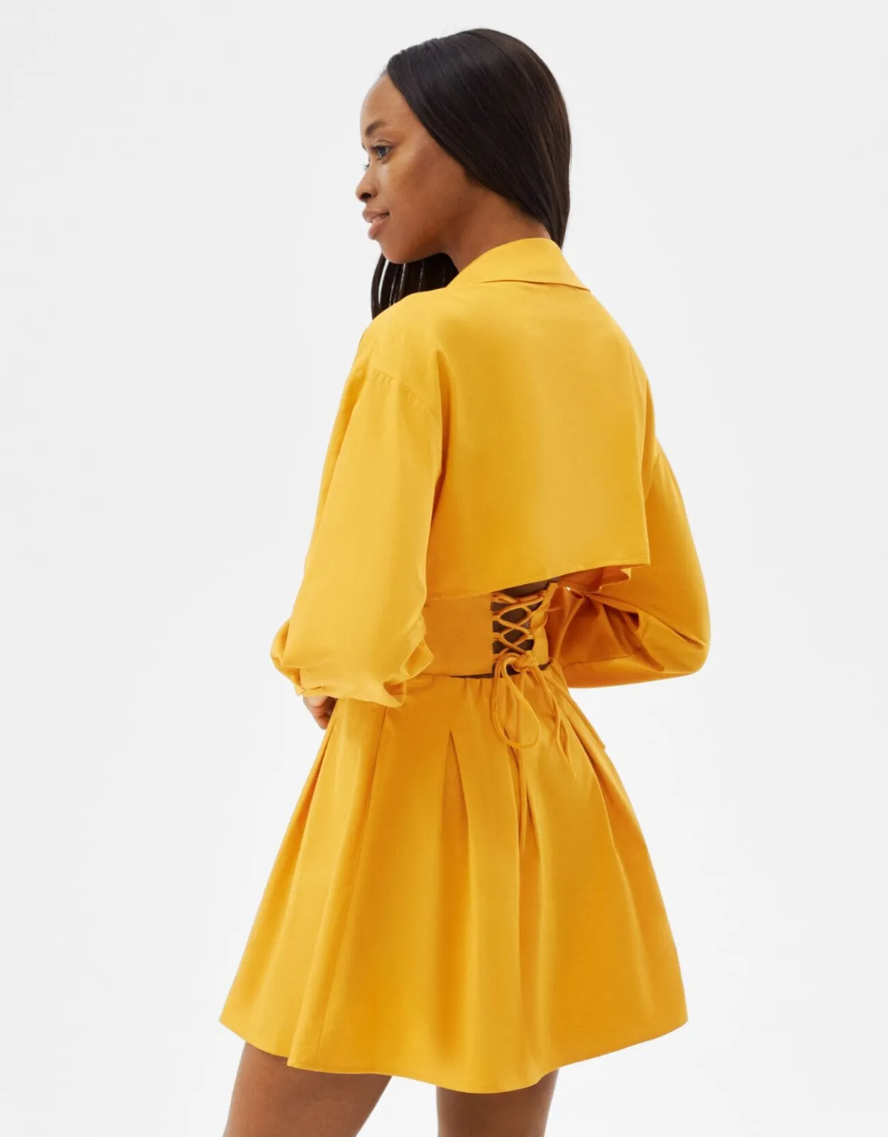 Minihemdkleid aus Popelin mit Corsage-Detail