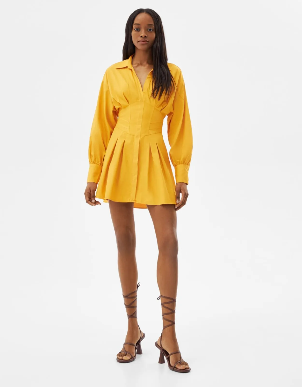 Minihemdkleid aus Popelin mit Corsage-Detail