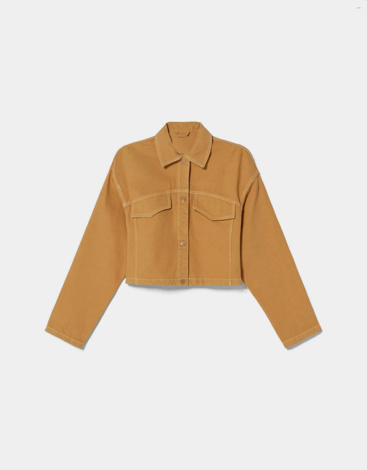 Truckerjacke aus Baumwolle mit Kontrastfarbe